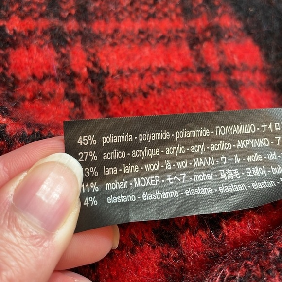 NWT Zara Black Red Buffalo Check Plaid Button Blazer Sweater Dress - Picture 4 of 11